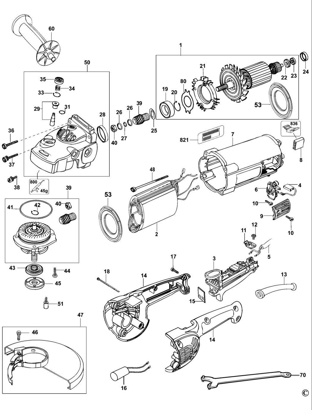 Dewalt D28400 Type 3 Angle Grinder Spare Parts