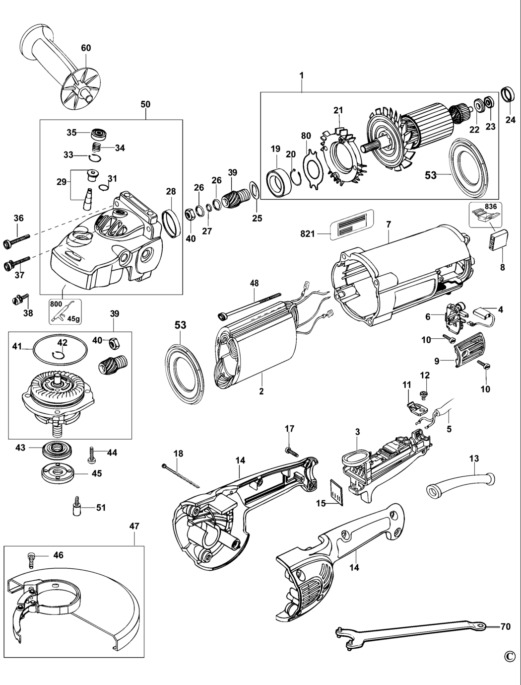 Dewalt D28401 Type 3 Angle Grinder Spare Parts