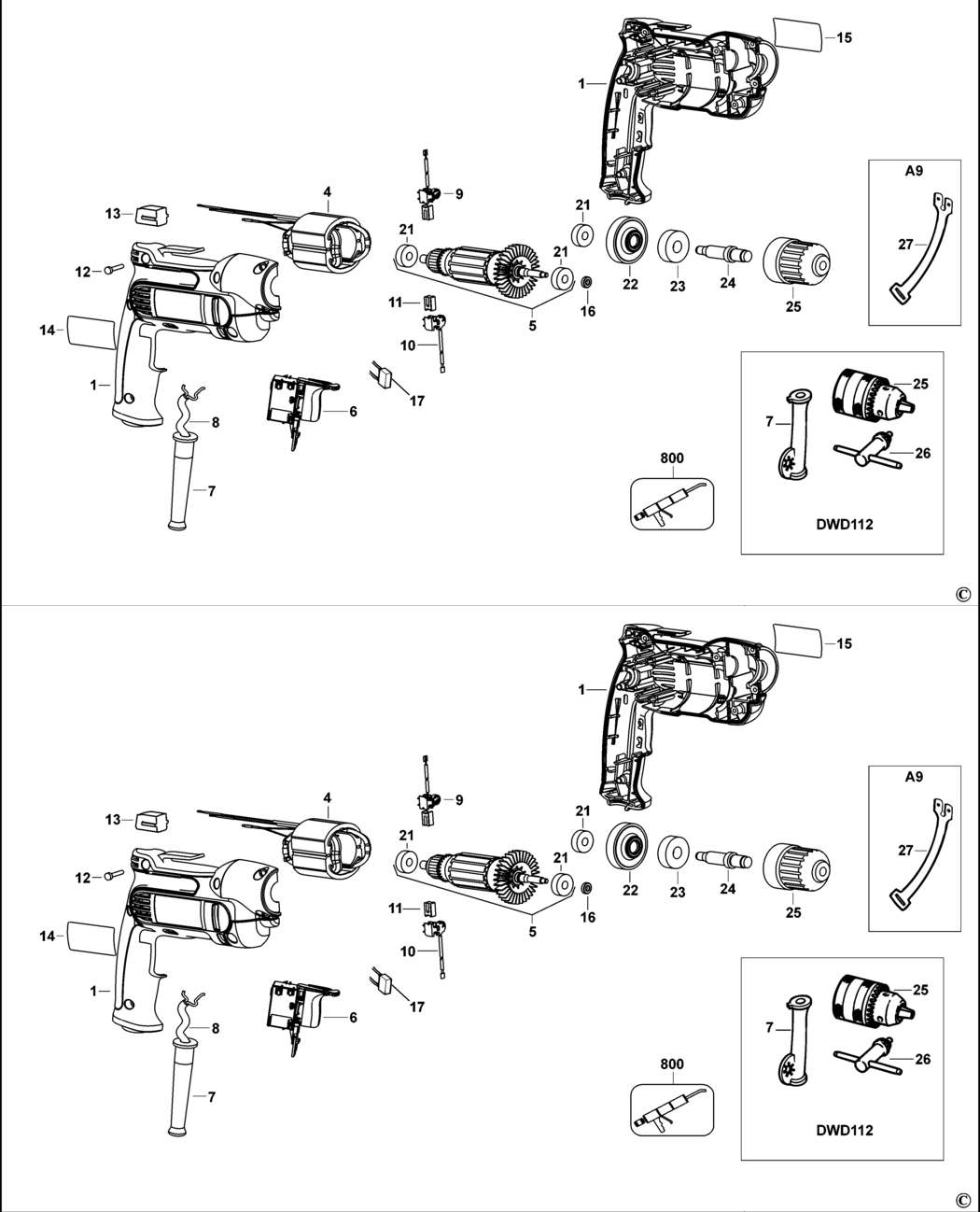 Dewalt DWD112 Type 2 Drill Spare Parts