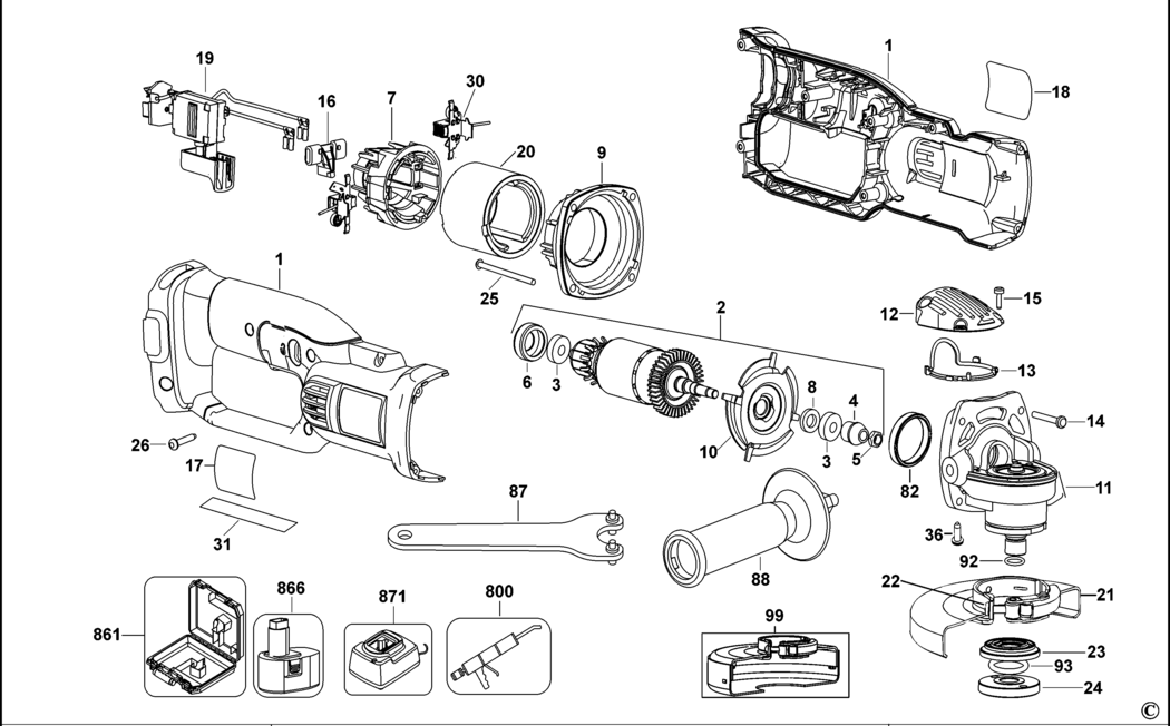 Dewalt DC411 Type 2 Small Angle Grinder Spare Parts