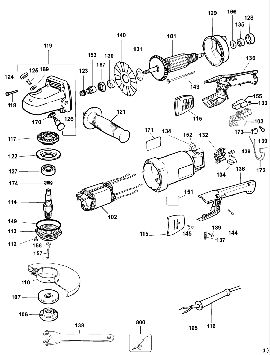 Dewalt DW840 Type 3 Angle Grinder Spare Parts