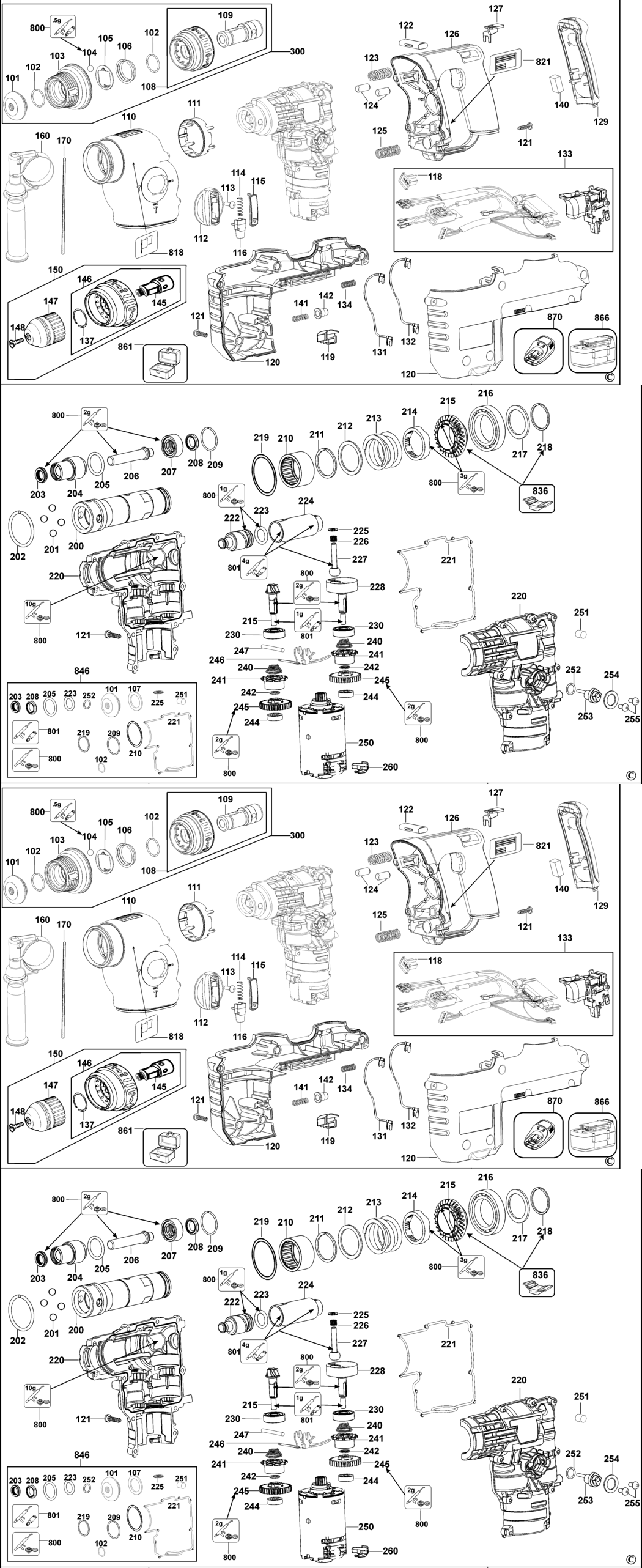 Dewalt DC234K Type 3 Rotary Hammer Drill Spare Parts