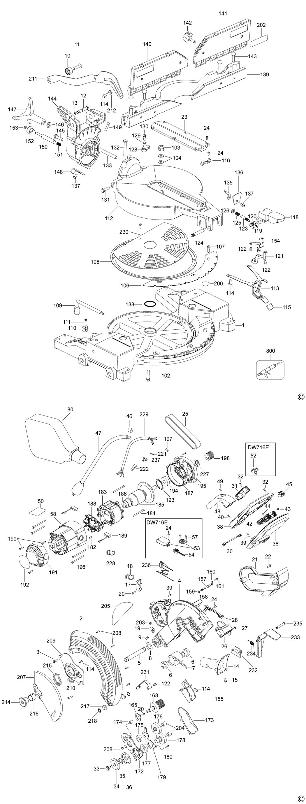 Dewalt DW716E Type 2 Mitre Saw Spare Parts