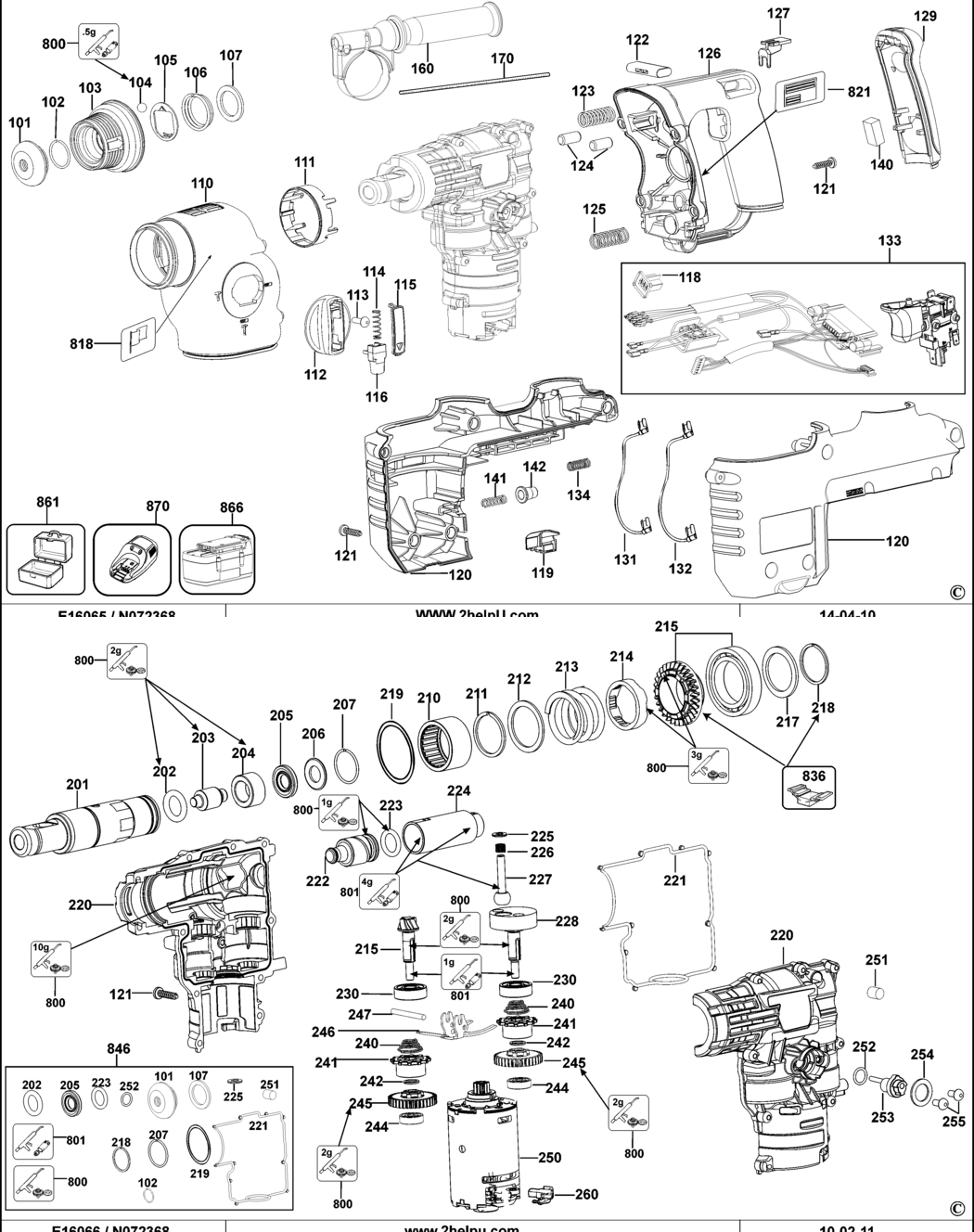 Dewalt DC233K Type 3 Rotary Hammer Spare Parts