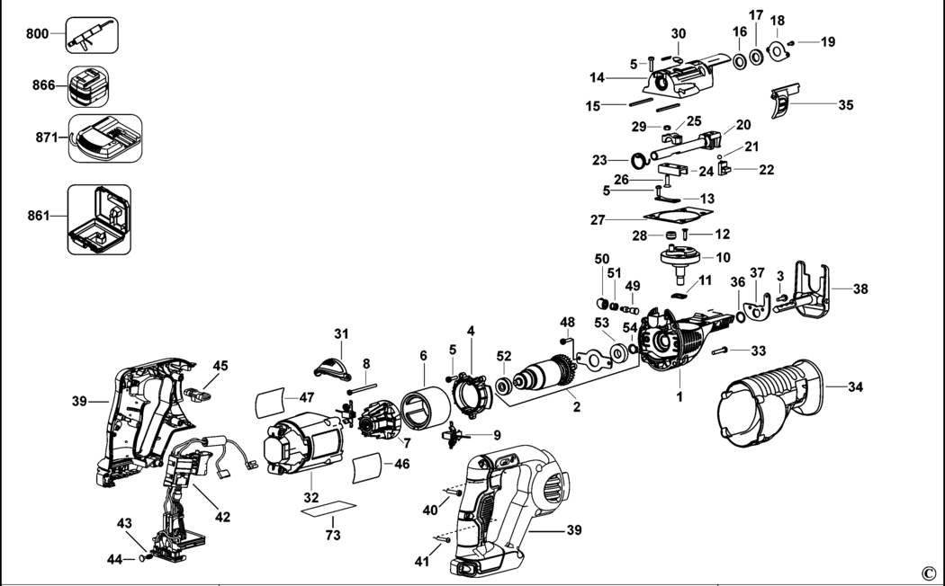 Dewalt DCS380 Type 1 Cordless Reciprocating Saw Spare Parts