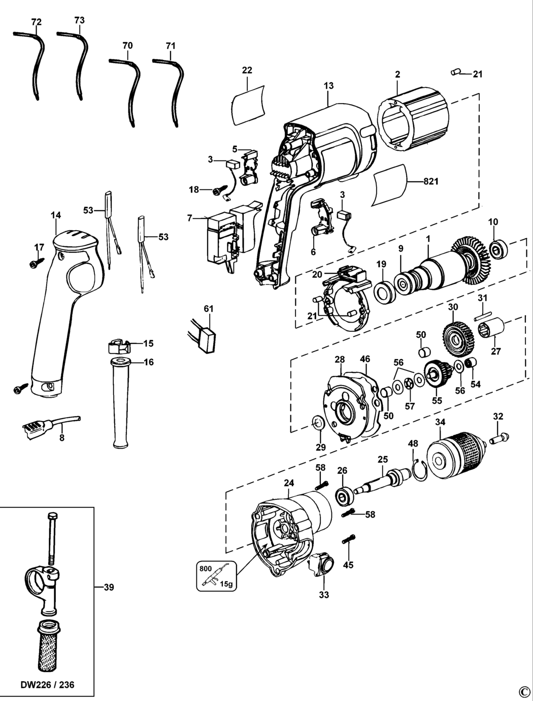 Dewalt DW236V Type 5 Drill Spare Parts