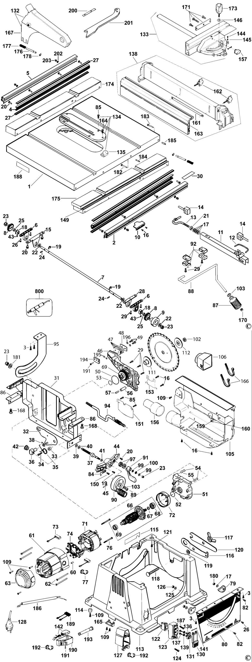 Dewalt DW744XP Type 3 Table Saw Spare Parts