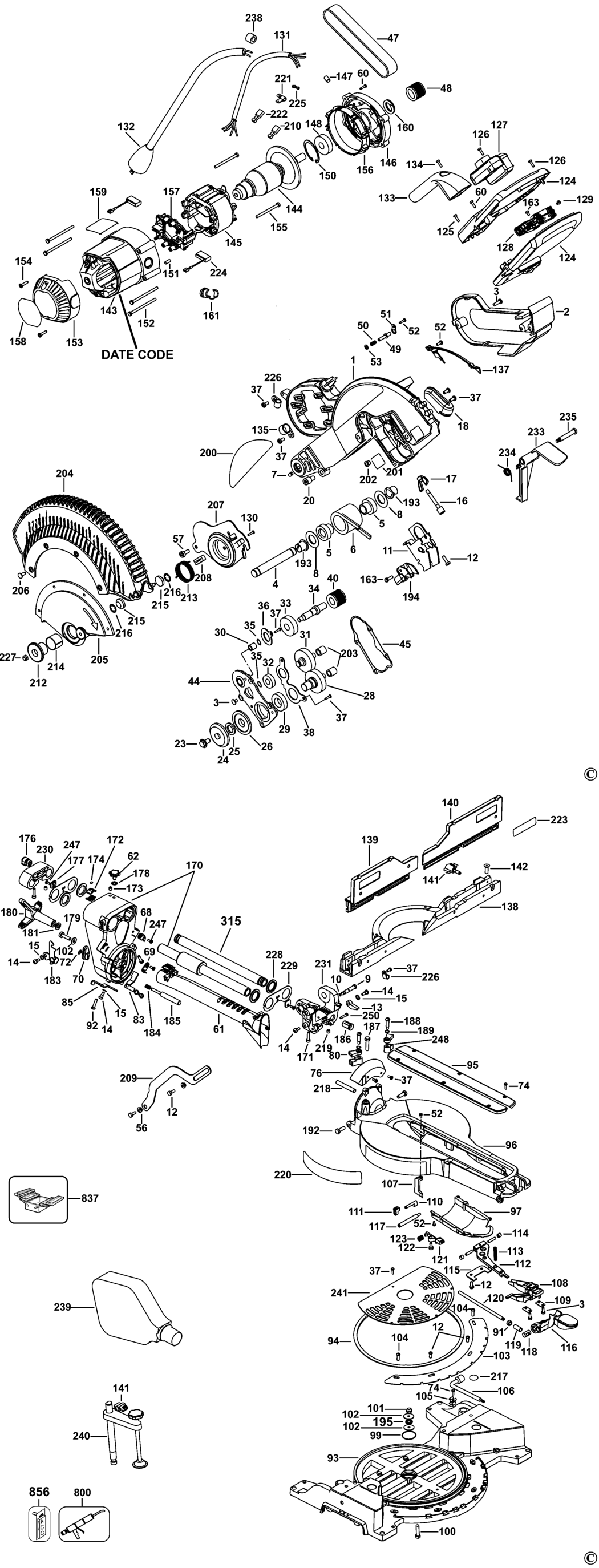 Dewalt DWS780 Type 1 Mitre Saw Spare Parts Miles Tool