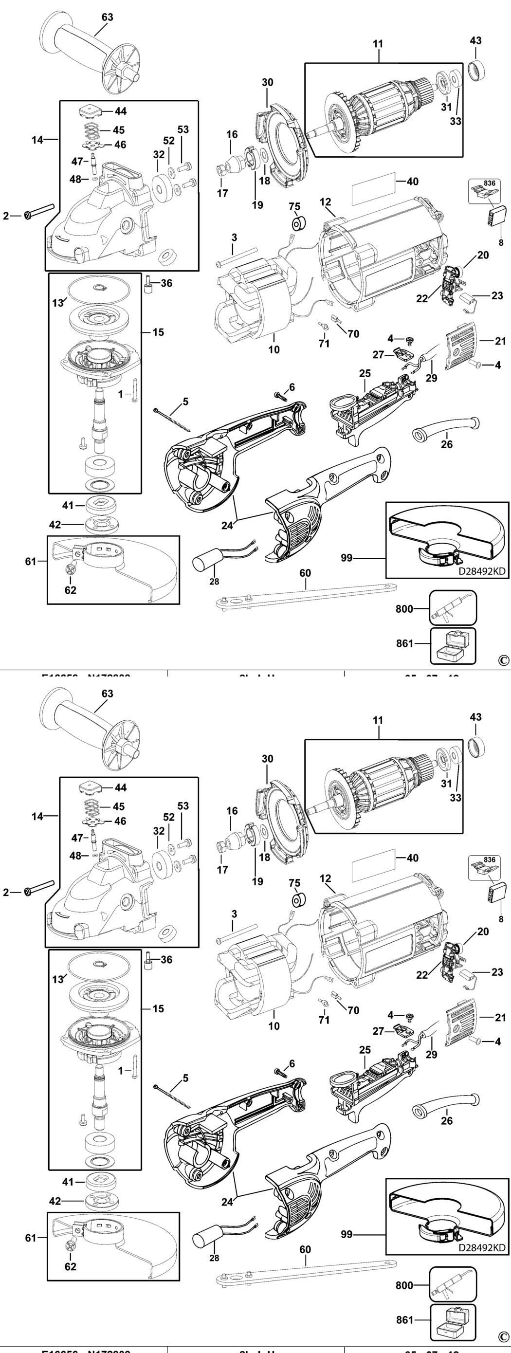 Dewalt D28492S Type 3 Angle Grinder Spare Parts