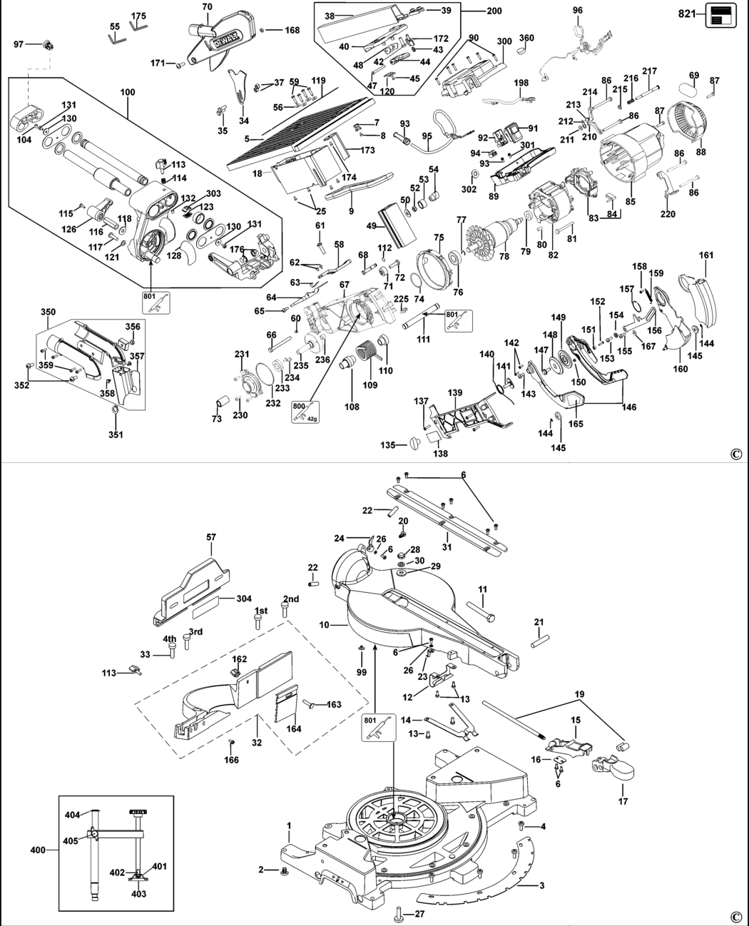 Dewalt D27112 Type 2 Table Top Mitre Saw Spare Parts