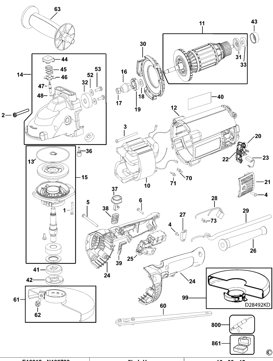 Dewalt D28492 Type 4 Angle Grinder Spare Parts