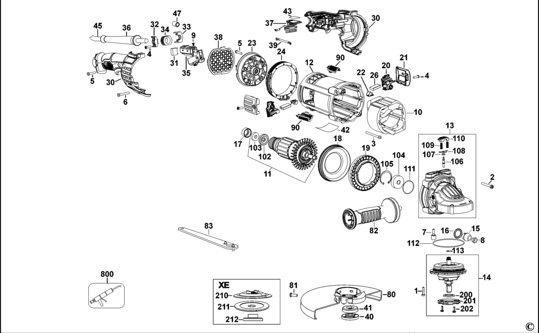 Dewalt DWE4599 Type 1 Angle Grinder Spare Parts