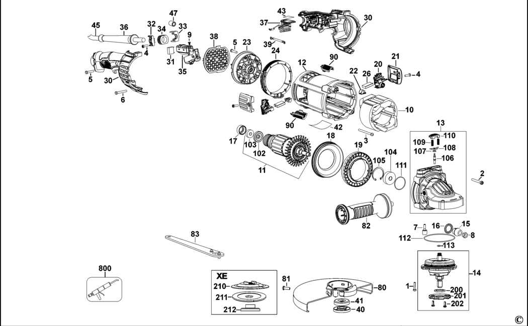 Dewalt DWE4597 Type 1 Angle Grinder Spare Parts