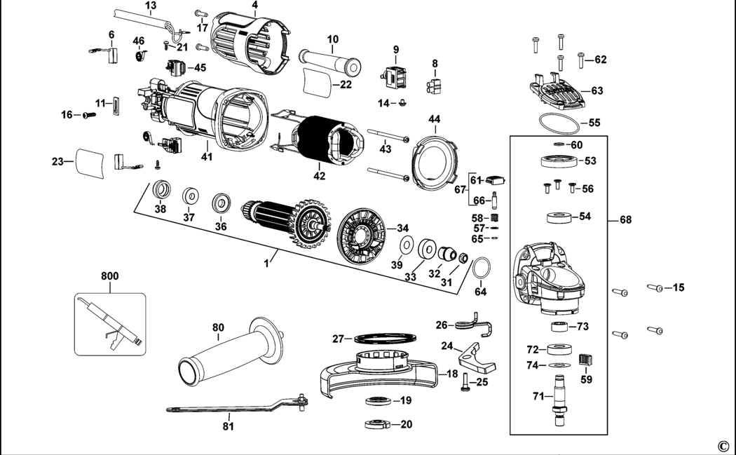 Dewalt DWE4001 Type 2 Small Angle Grinder Spare Parts