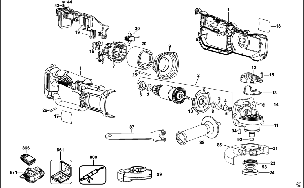 Dewalt DCG422 Type 1 Small Angle Grinder Spare Parts