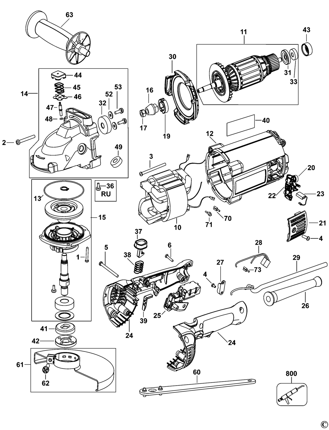 Dewalt D28491 Type 5 Angle Grinder Spare Parts