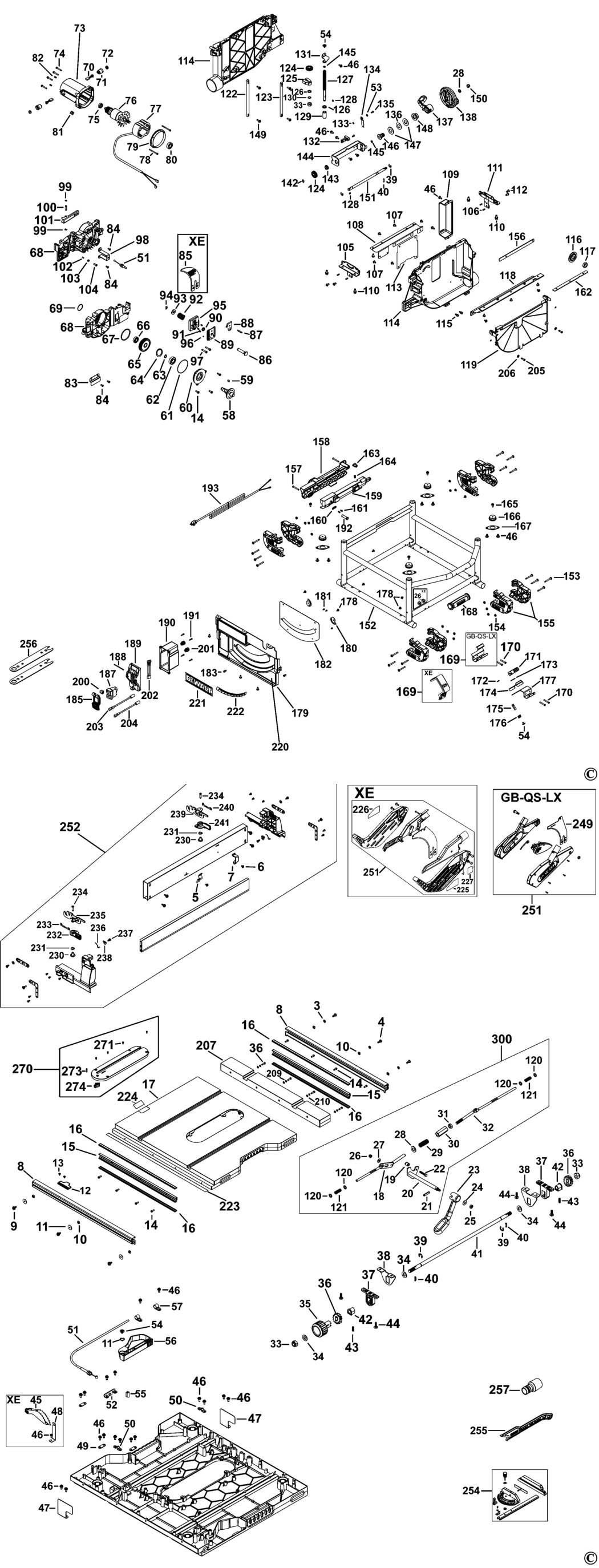 Dewalt DWE7491 Type 1 Table Saw Spare Parts