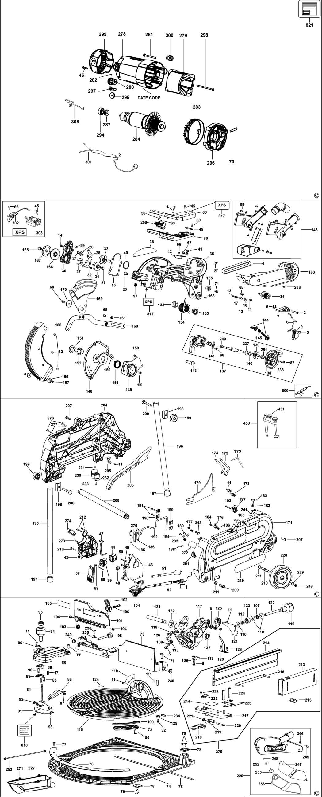 Dewalt D27107XPS Type 4 Combination Saw Spare Parts