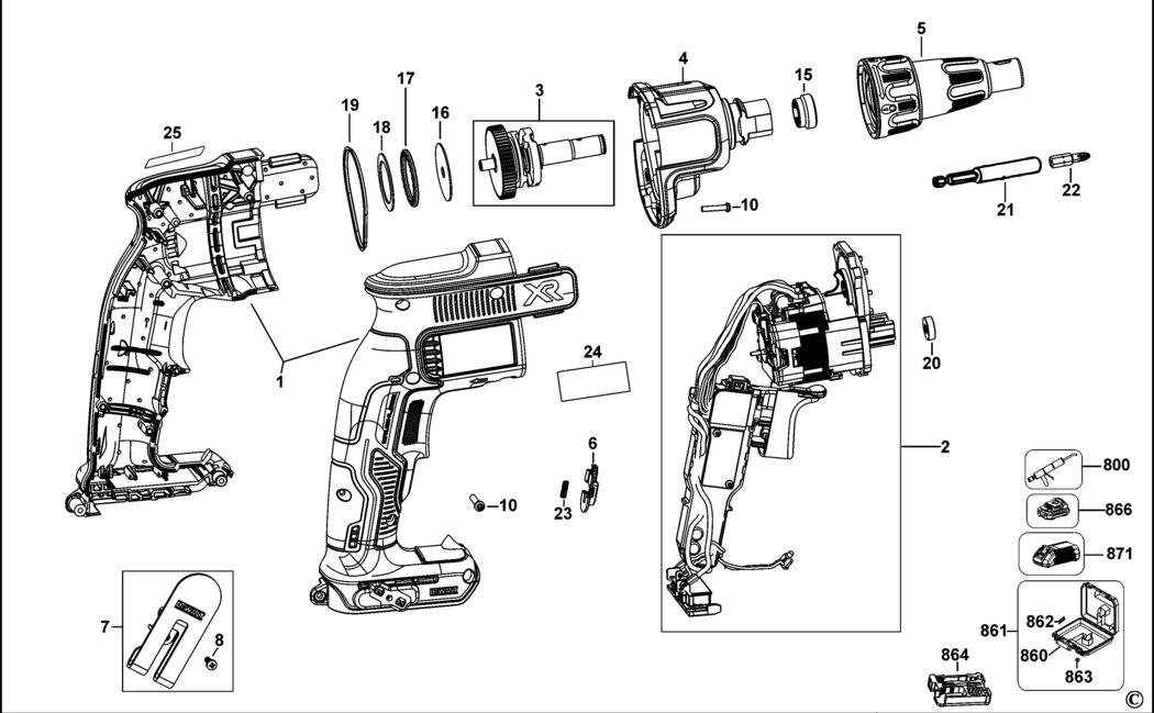 Dewalt DCF620 Type 1 Cordless Screwdriver Spare Parts