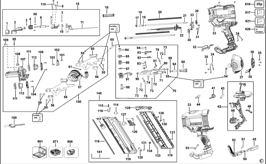 Dewalt DCN695 Type 1 Cordless Nailer Spare Parts