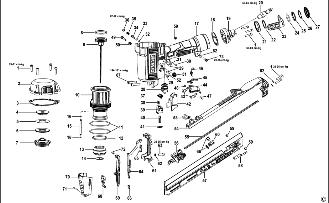 Dewalt DPN1564APP Type 1 Nailer Spare Parts