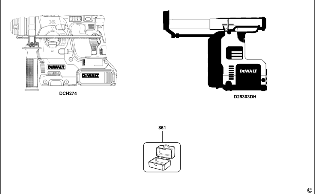 Dewalt DCH275 Type 1 Hammer Spare Parts