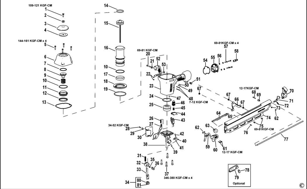 Dewalt DPN9017PL Type 1 Nailer Spare Parts