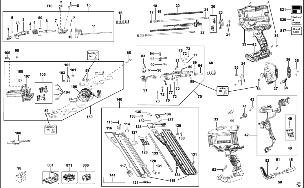 Dewalt DCN694 Type 1 Cordless Nailer Spare Parts