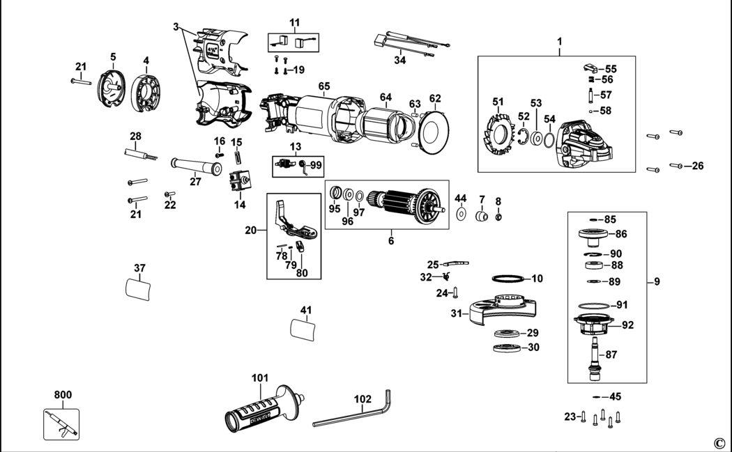 Dewalt DWE4202 Type 3 Small Angle Grinder Spare Parts