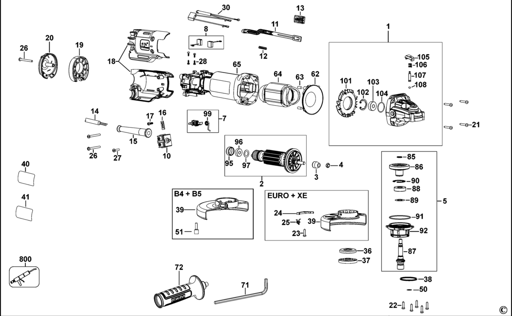 Dewalt DWE4205 Type 3 Small Angle Grinder Spare Parts