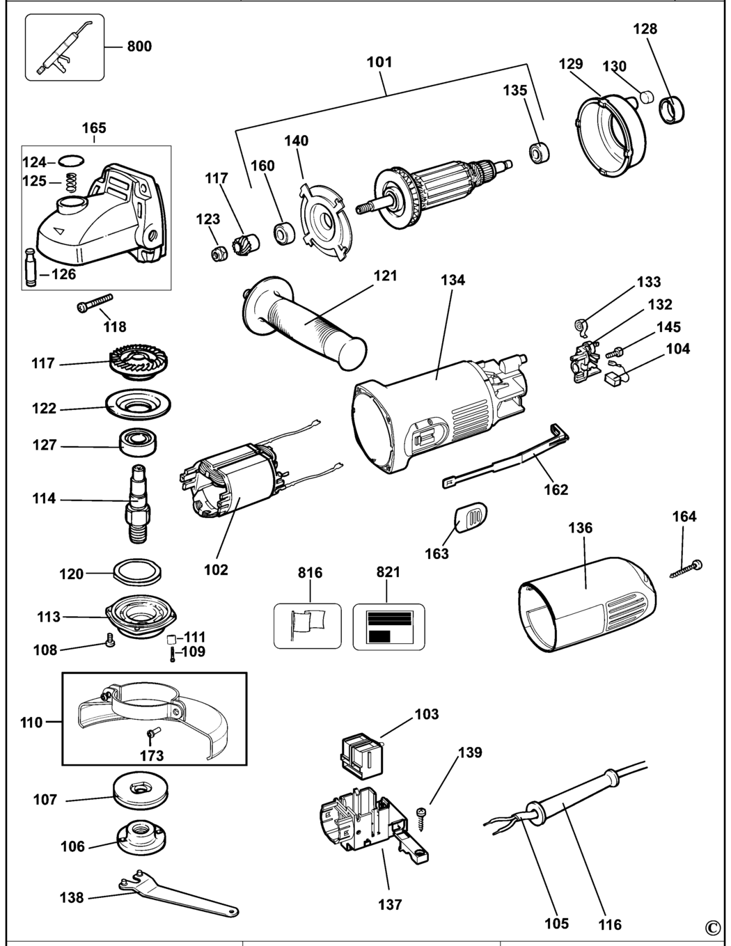 Dewalt DWE4015 Type 20 Small Angle Grinder Spare Parts