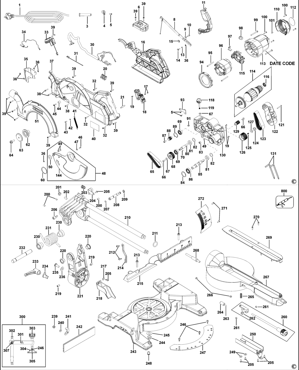 Dewalt DWS778 Type 2 Mitre Saw Spare Parts