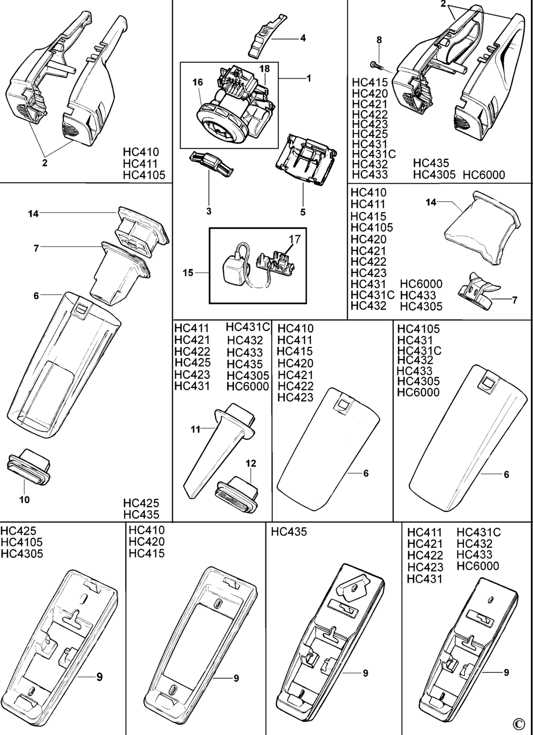 Black & Decker HC410 Type 2 Dustbuster Spare Parts