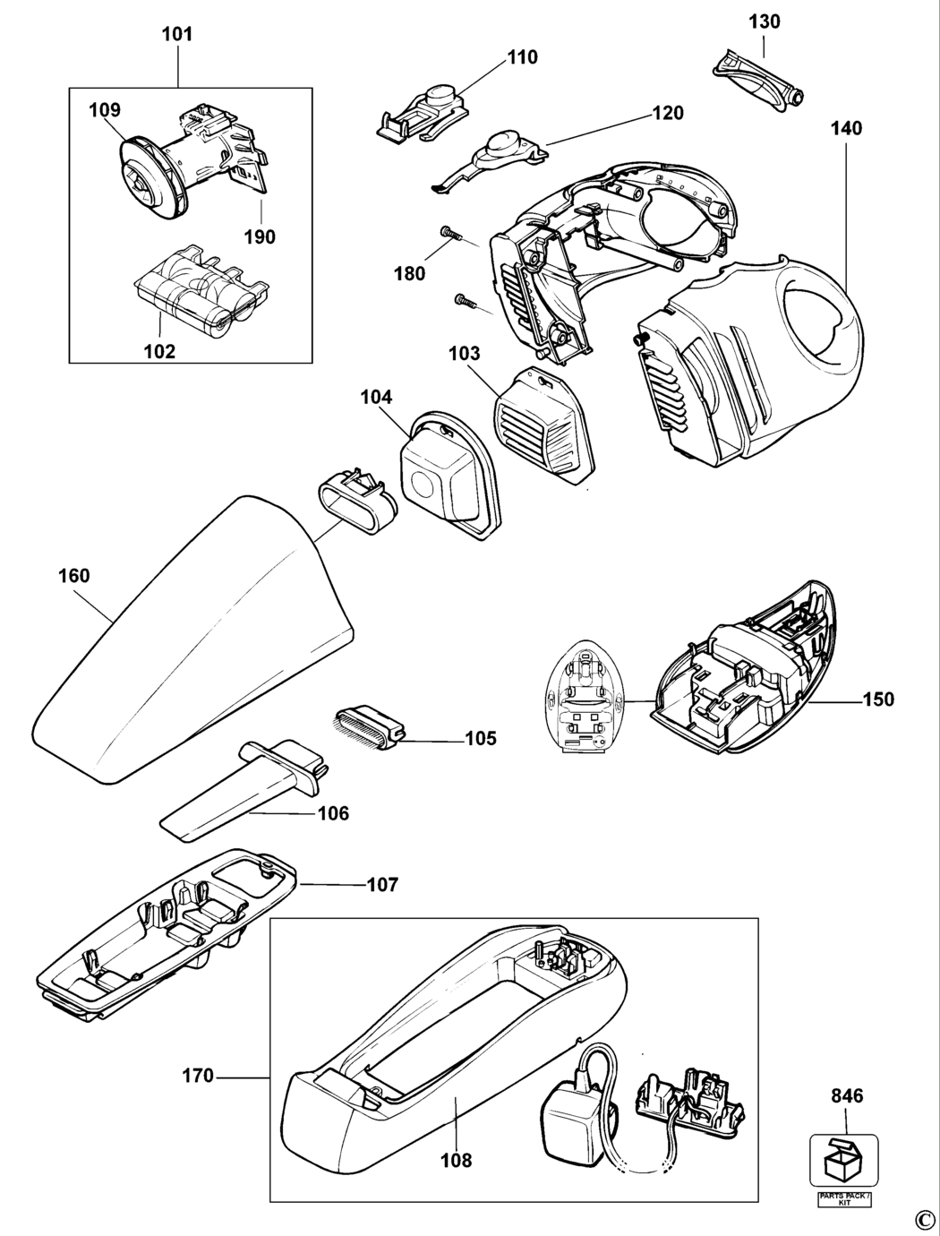 Black & Decker V7210 Type H1 Dustbuster Spare Parts