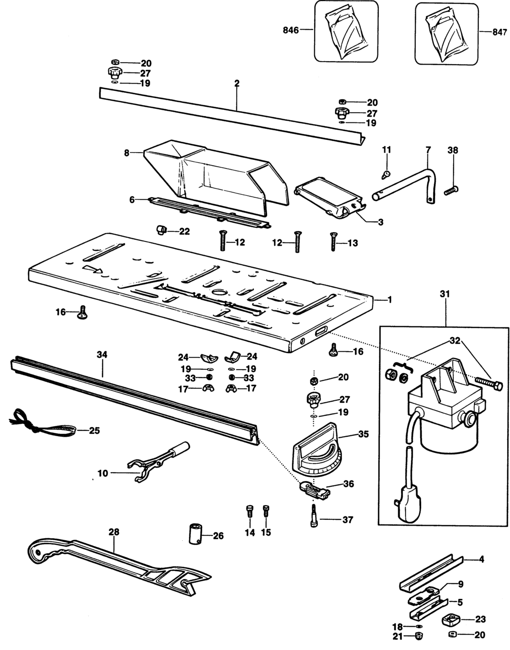 Black & Decker D2670 Type 1 Saw Table Spare Parts