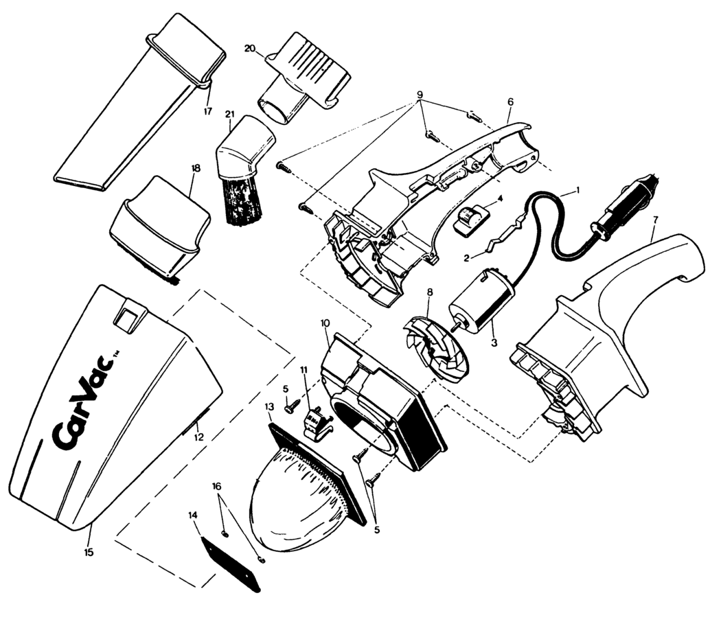 Black & Decker 9511 Type 1 Car Vac Spare Parts