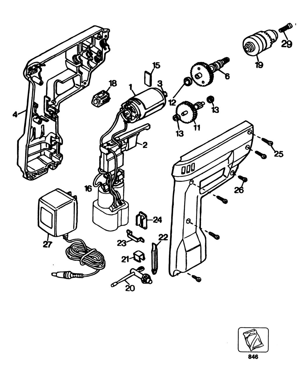 Black & Decker 9013 Type 4 Cordless Drill Spare Parts