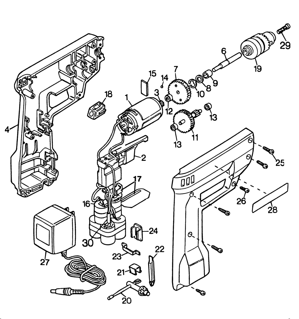 Black & Decker 9016 Type 1 Cordless Drill Spare Parts