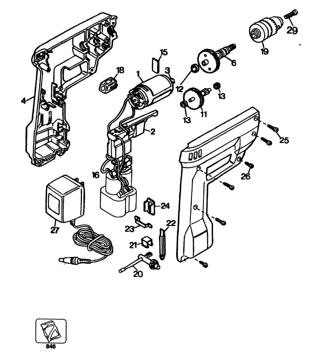 Black & Decker 9016 Type 4 Cordless Drill Spare Parts