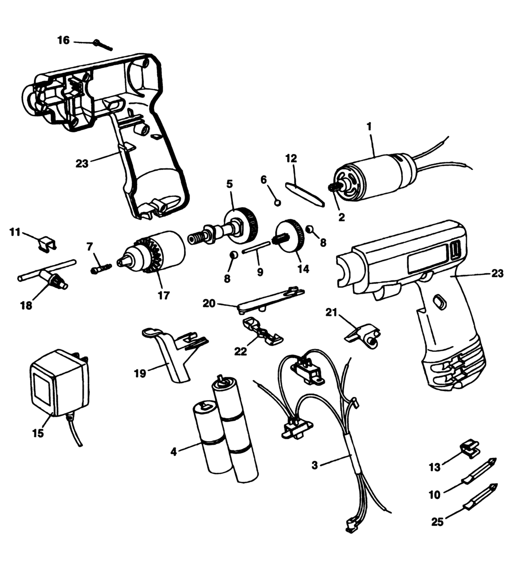 Black & Decker 9049 Type 1 Cordless Drill Spare Parts