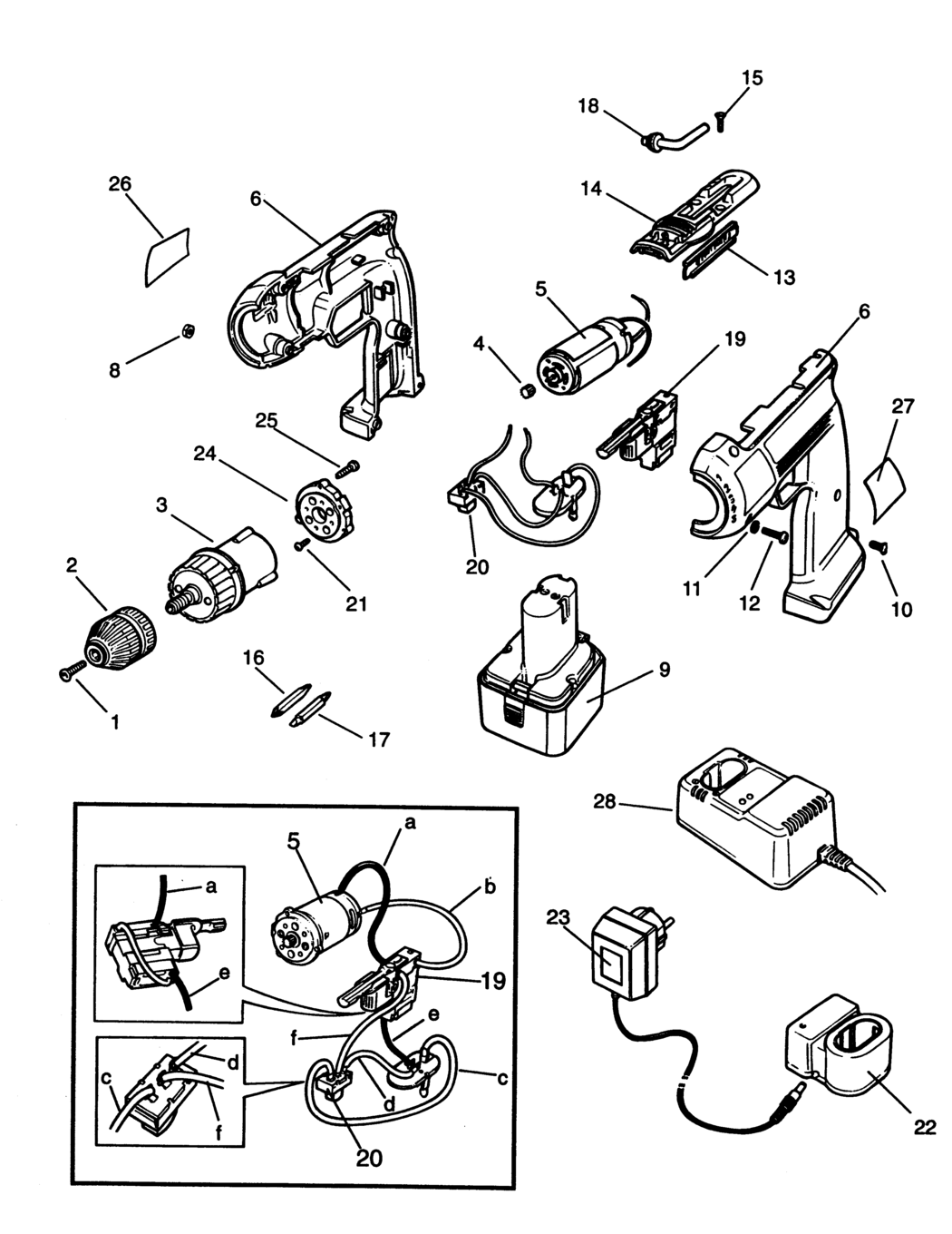 Black & Decker BD6050 Type 1 Cordless Drill Spare Parts