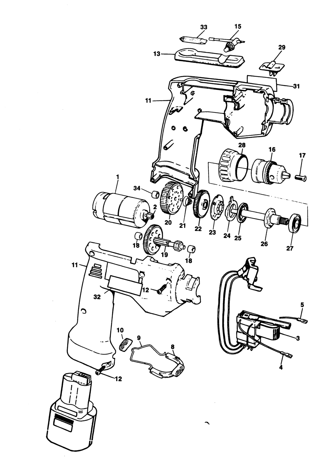 Black & Decker BD9052 Type 1 Cordless Drill Spare Parts