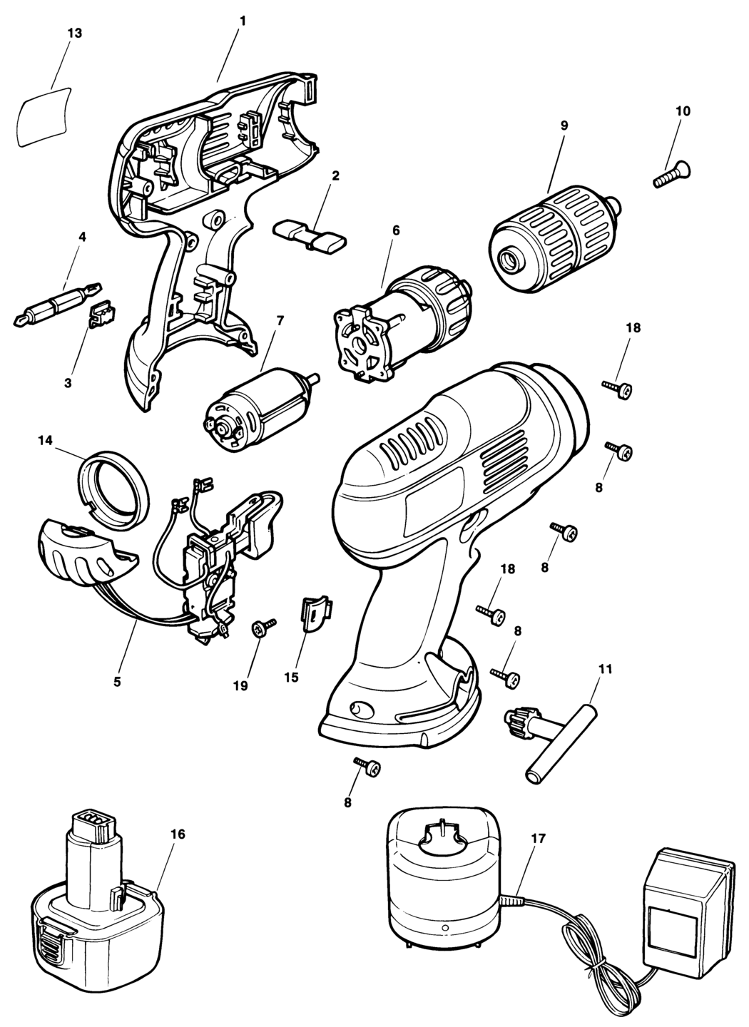 Black & Decker KC120VE Type 1 Drill Spare Parts