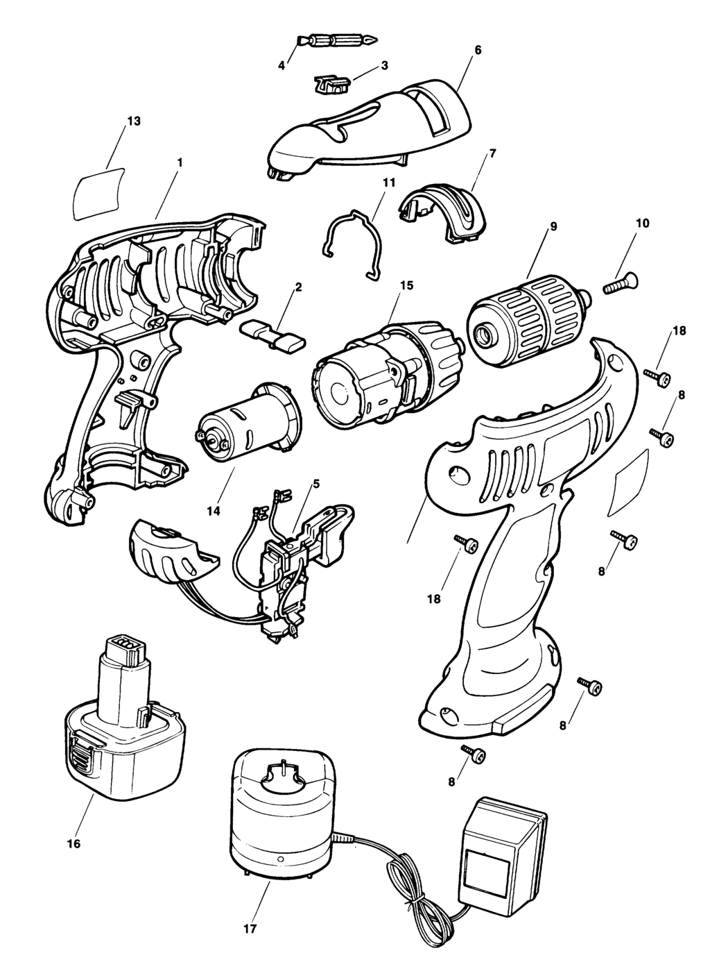 Black & Decker KC1252 Type 1 Drill Spare Parts