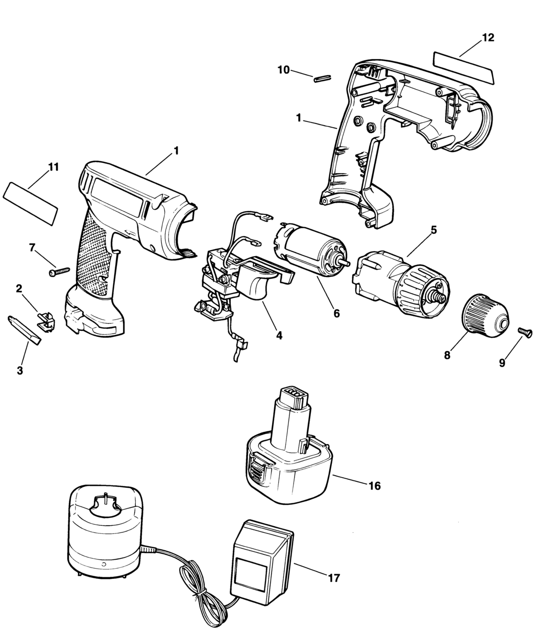 Black & Decker KC8441C Type 1 C'less Drill/driver Spare Parts