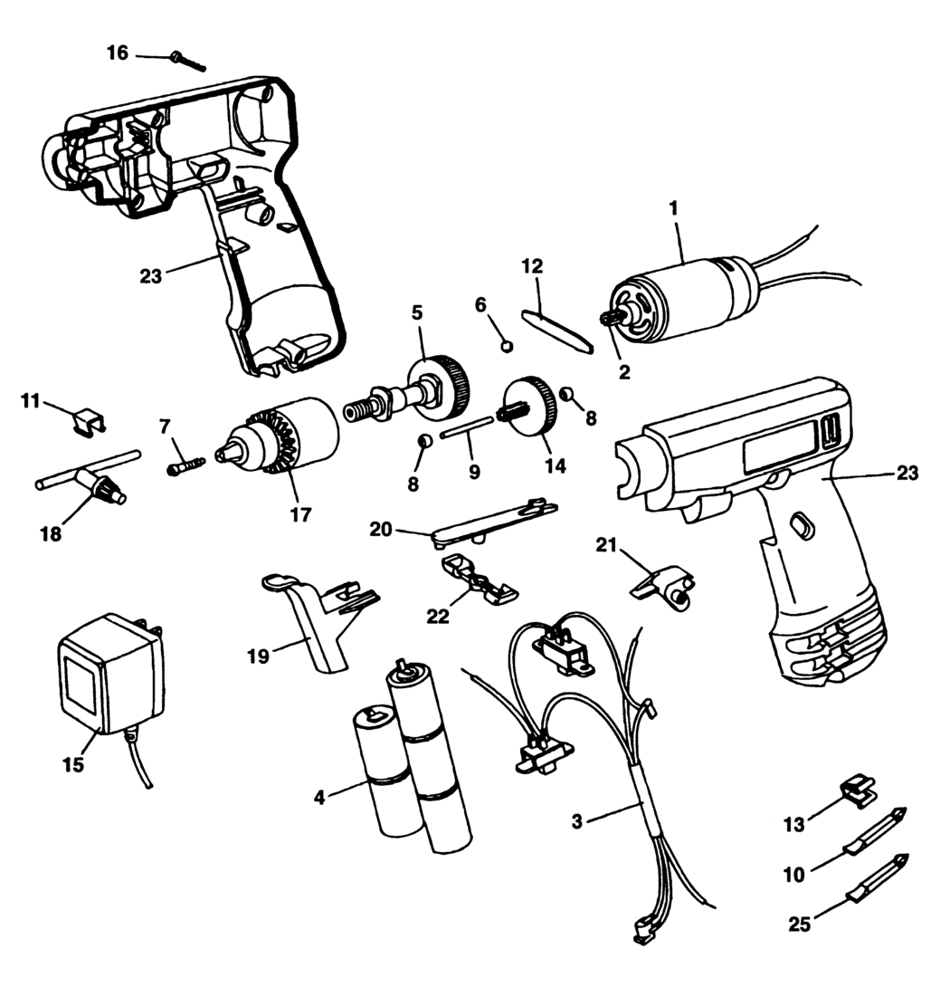 Black & Decker KC9049 Type 1 Cordless Drill Spare Parts