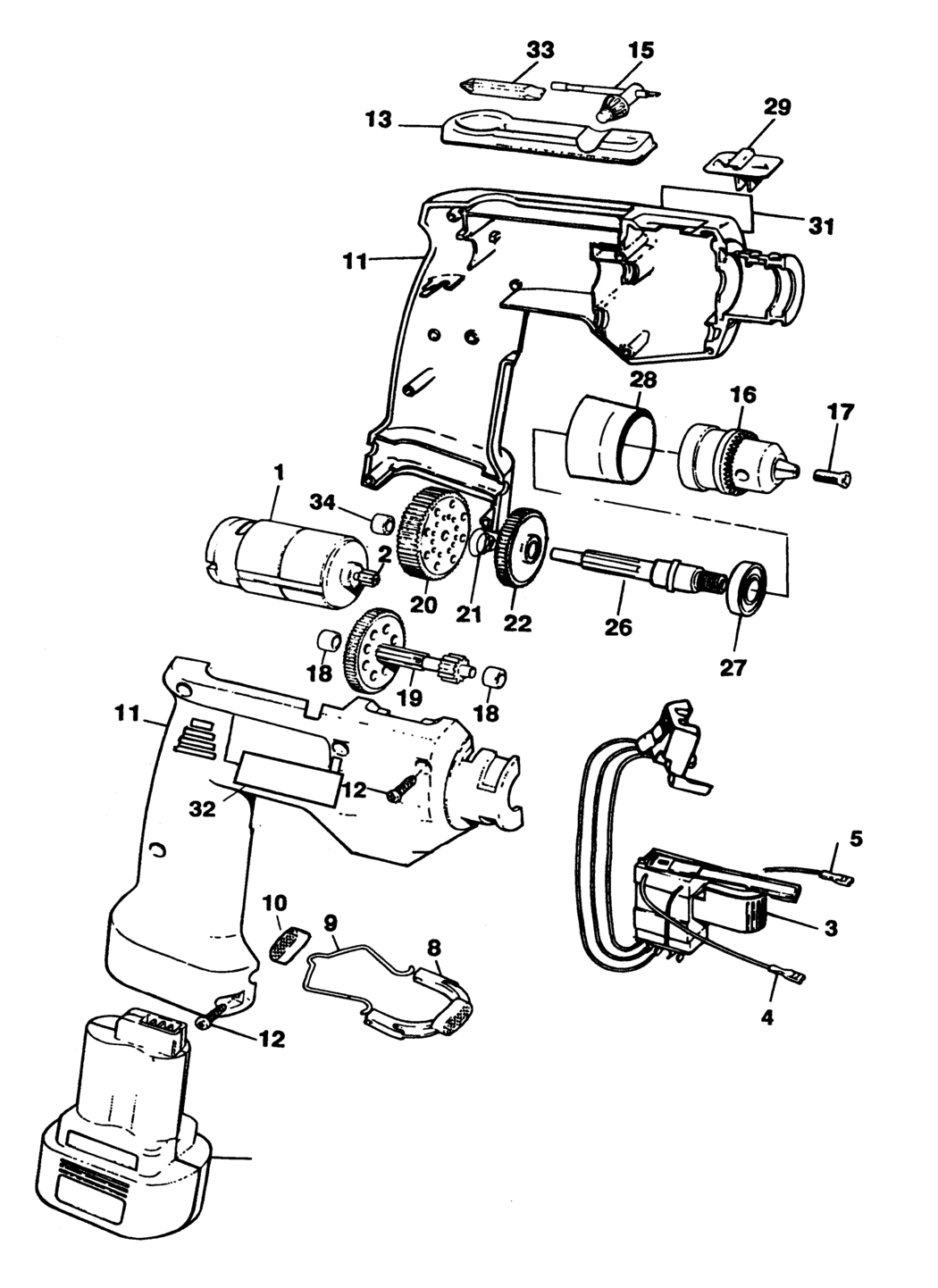 Black & Decker PL91 Type 1 Cordless Drill Spare Parts