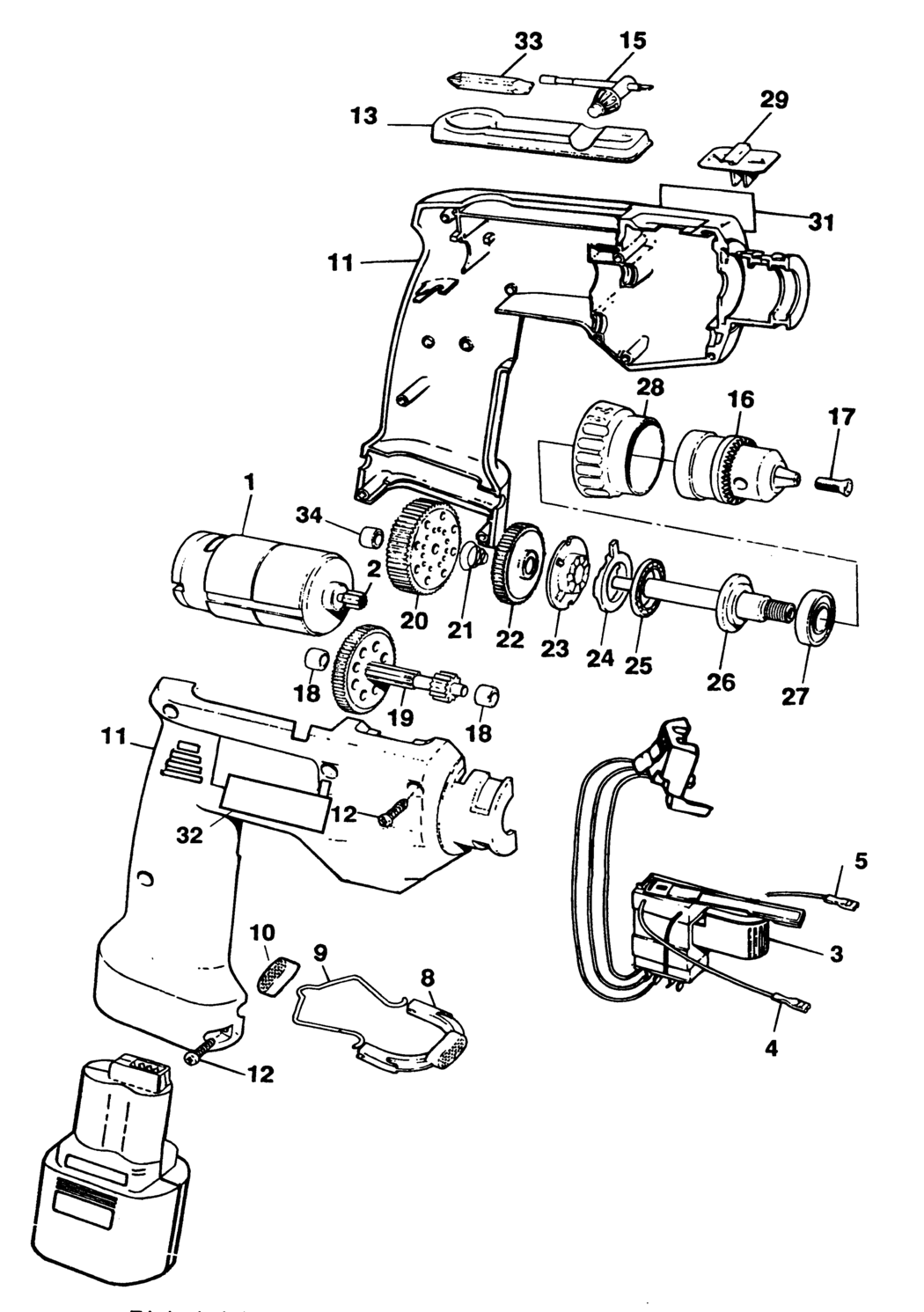 Black & Decker PL97 Type 1 Cordless Drill Spare Parts