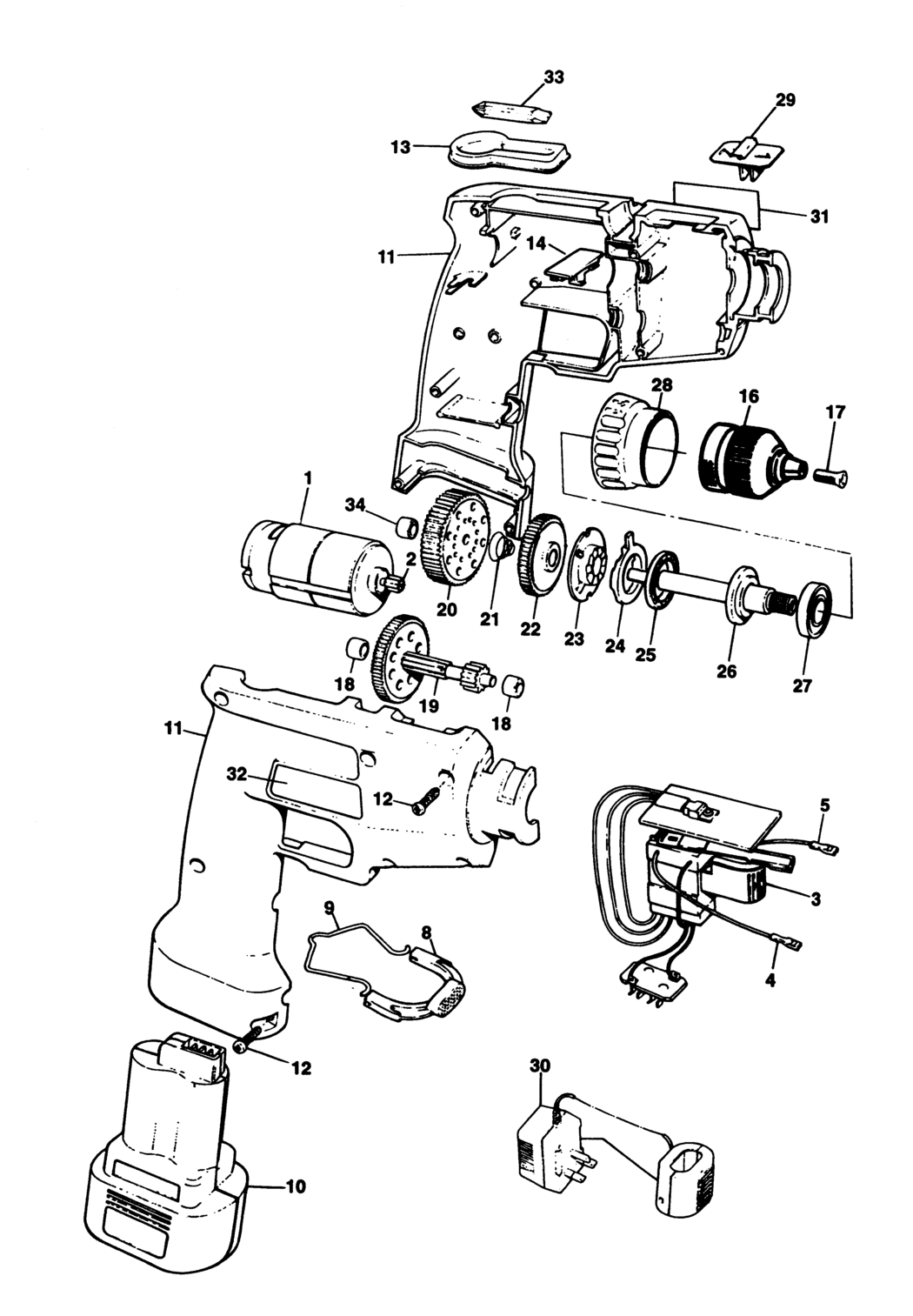 Black & Decker SPEC675 Type 1 Cordless Drill Spare Parts