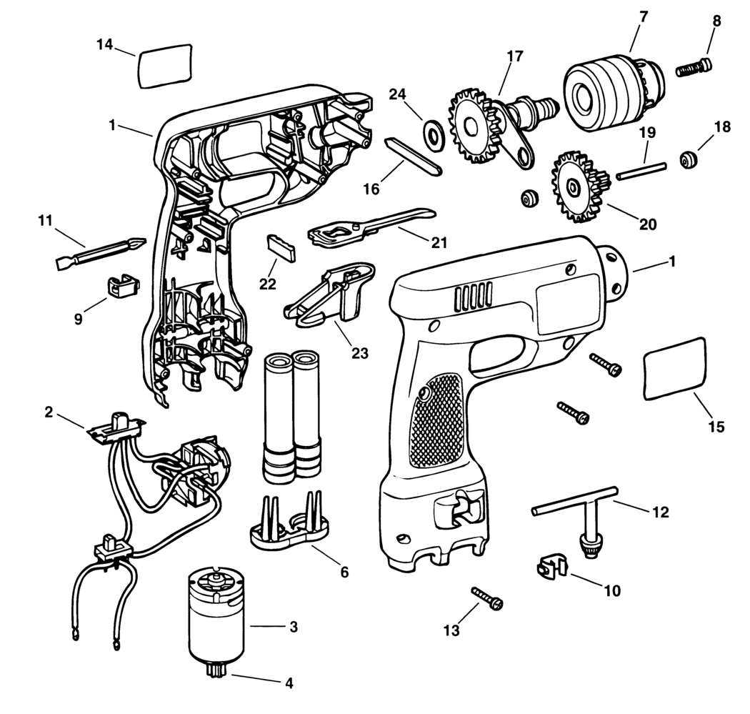 Black & Decker VP7201 Type 1 Cordless Drill Spare Parts